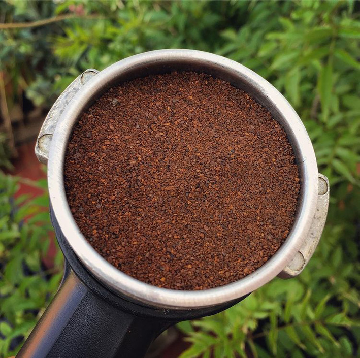 Recycled coffee in a dispenser after it's been dried out
