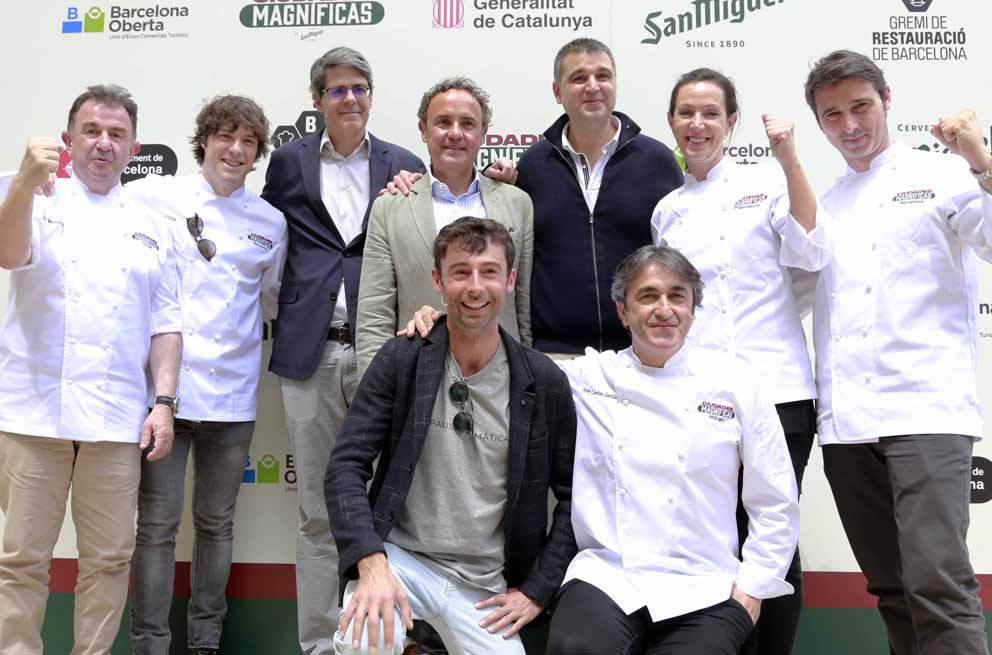 Chefs, restauranteurs, and brand representatives at Magnificent Cities 2022 presentation in Barcelona